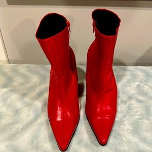 Red ankle boots size 10